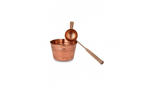 Bakır Sauna Kovası ve Kepçesi Bakır Sauna Kovası ve Kepçesi