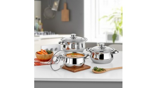 Gülsan Çakır 6 Parça Tencere Seti Cam Kapaklı Gülsan Çakır 6 Parça Tencere Seti Cam Kapaklı