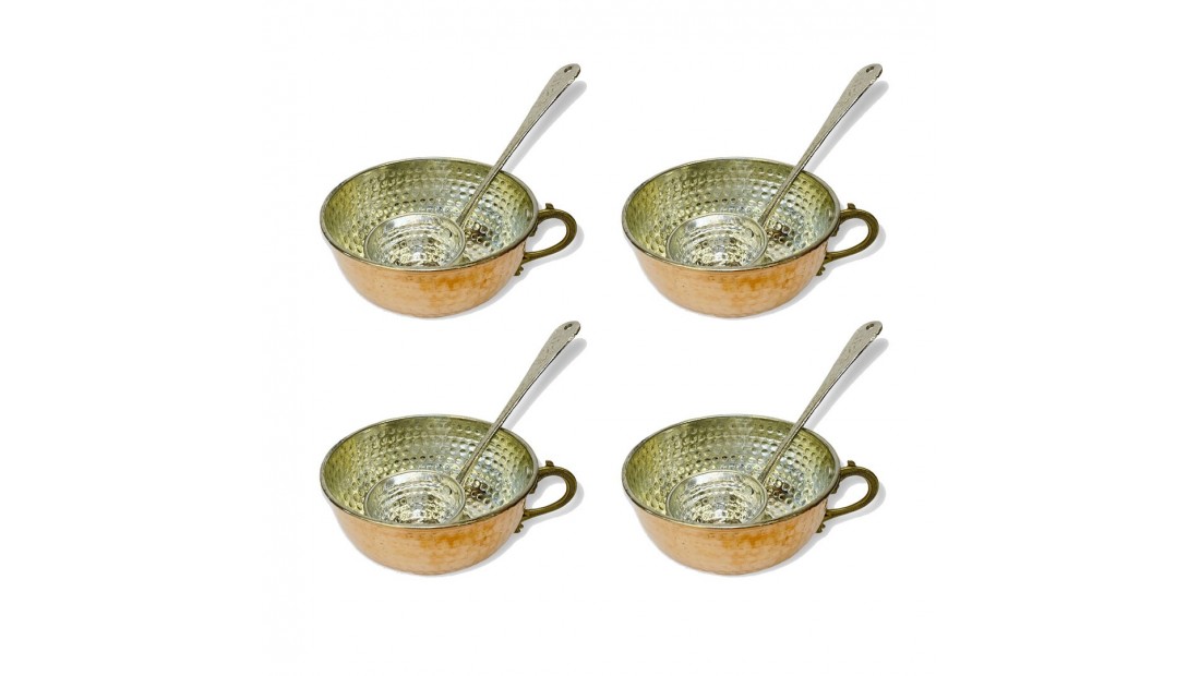 4 Adet Bakır Ayran Tası