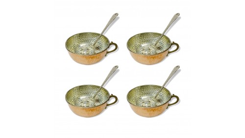 4 Adet Bakır Ayran Tası