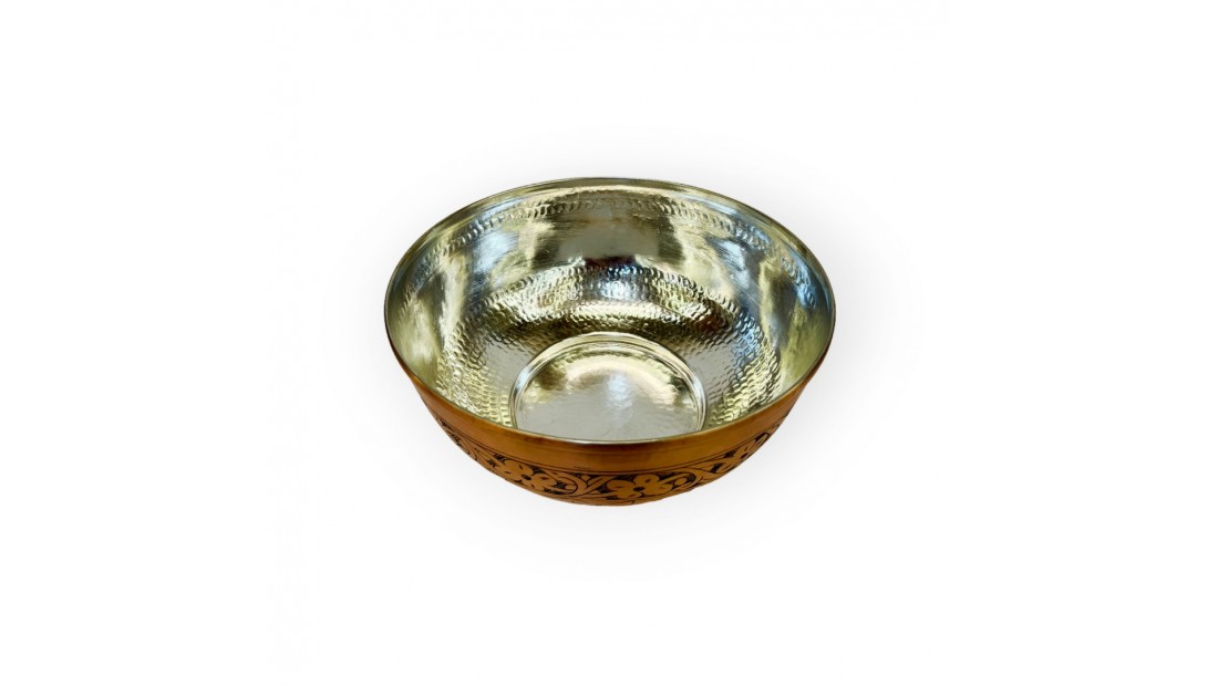 Oyma İşlemeli Skoç Eskitme Bakır Salata Kasesi