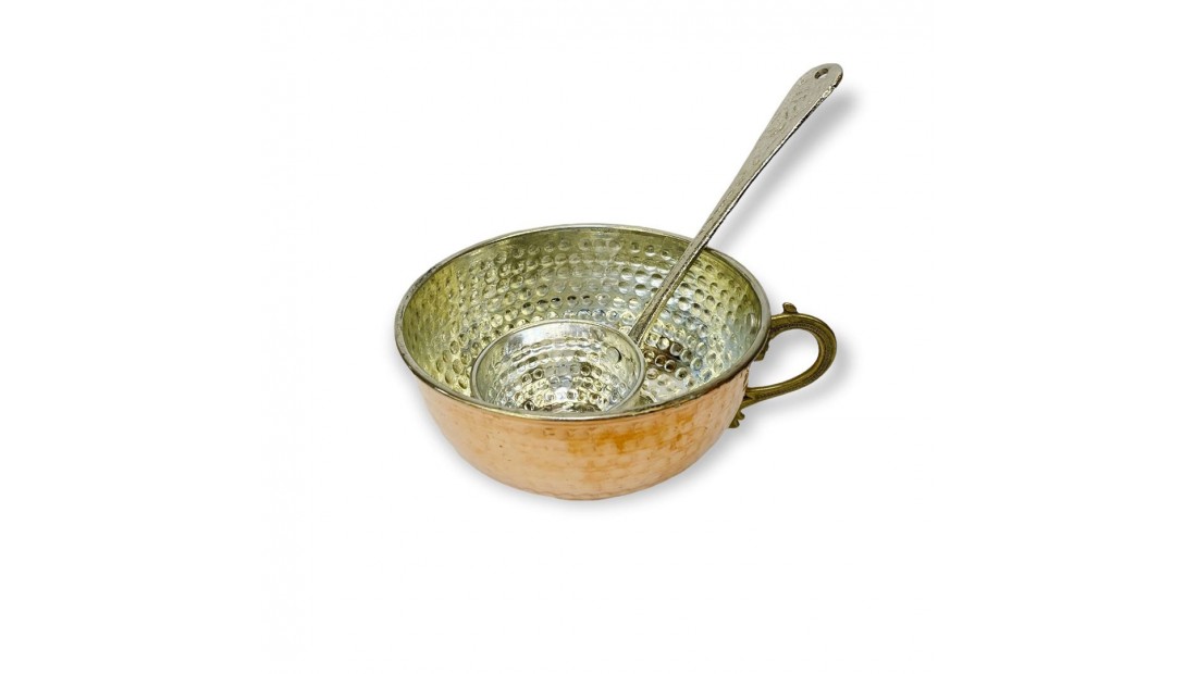 bakır ayran tası kepçeli